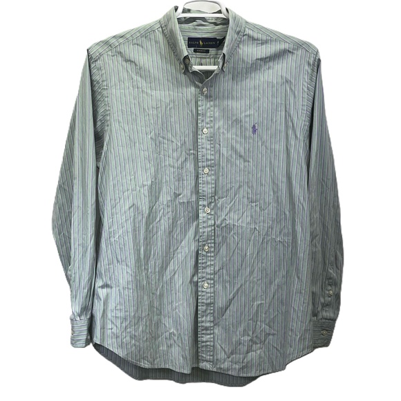 Polo Ralph Lauren Other - Ralph Lauren Classic Fit Mint Green Purple Striped Mens Button-Down Shirt 16.5
